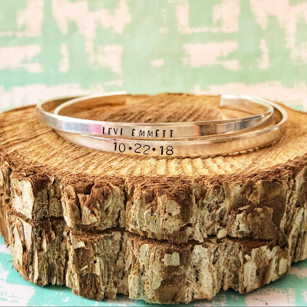 🆕 Sterling Silver Personalized Mommy Bracelet Set